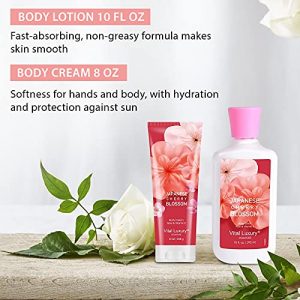 Vital Luxury Bath & Body Care Gift Set – Refreshing Home Spa Set Comes with 10oz Body Lotion, 10oz Shower Gel, 8oz Body Cream and 8oz Fragrance Mist - JapaneseCherryBlossom