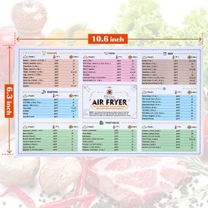 Air Fryer Magnetic Cheat Sheet Cookbook Cooker Accessories Magnet Cooking Times Chart Quick Reference Guide for 66 Common Prep Functions
