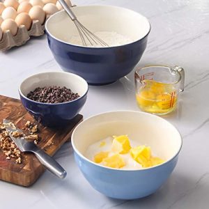 DOWAN Ceramic Mixing Bowls for Kicthen, Large Sering Bowls, 4.25/2/0.5 Qt, Set of 3, Versatile Nesting Salad Bowls for Space Saving Storage, Microwave & Dishwasher Safe, Great for Cooking, Baking