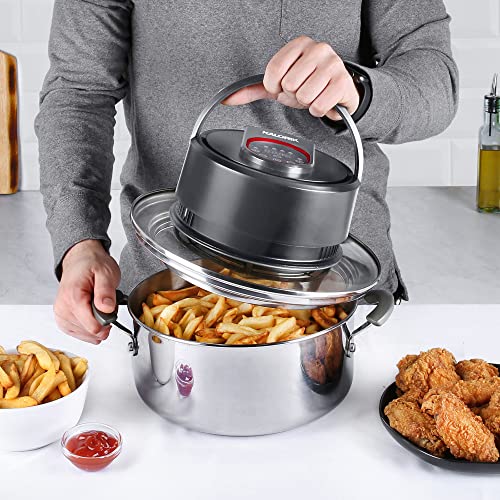 Kalorik Universal Air Fryer Lid FT 50934 AMZ - Digital Touchscreen Lid for 6, 8 & 10QT Pressure Cookers, 8” & 10” Pots & Pans | Turns pot, pan or Pressure Cooker into an Air Fryer | 1400W | Black & Red