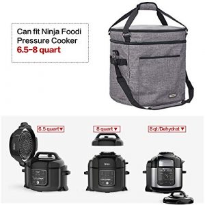 HOMEST Carrying Bag for Ninja Foodi 9-in-1 Pressure, Slow Cooker, Air Fryer with 6.5-8 Quart, Insulated Travel Carrier with Easy to Clean Lining, Top Zip Compartment and Accessory Pocket, Grey