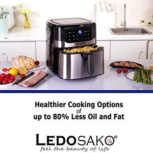 LEDOSAKO Air Fryer-1700W 10 Quart Large Family-sized Air-fryer Oven with Non-stick Basket, 100 Recipes, Digital LED Display Touchscreen and One-touch 10 Preset Cooking Functions for Grilling, Toasting, Roasting, etc.