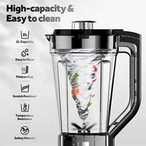 Professional Countertop Blender 1400W Powerful Smart Smoothie Blender Ice Crusher Blender for Kitchen Multifunction Juice Soup Blender with 2L Large Capacity
