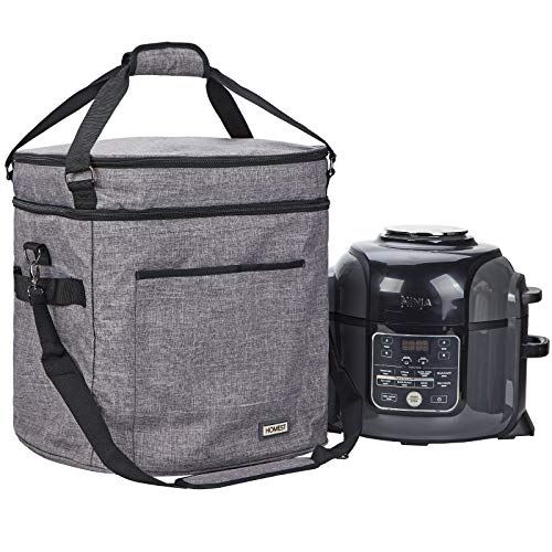 HOMEST Carrying Bag for Ninja Foodi 9-in-1 Pressure, Slow Cooker, Air Fryer with 6.5-8 Quart, Insulated Travel Carrier with Easy to Clean Lining, Top Zip Compartment and Accessory Pocket, Grey