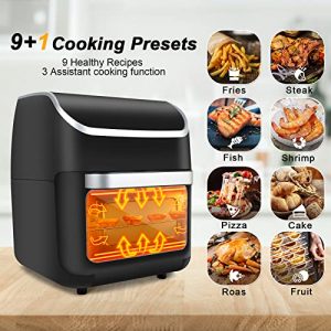 Jacgood 13 Quart Air Fryer, Rotisserie and Convection Oven, 10-in-1 Air Fry, 1800W Electric Air Fryer Toaster Oven,Roast, Bake, Dehydrate and Warm