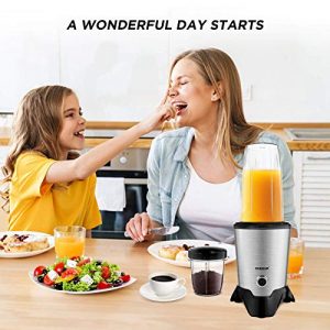 CHULUX 1000 Watt High Speed Bullet Blender for Shakes and Smoothies Countertop Kitchen Blender for Frozen Fruit & Veggies Capacity with 35OZ & 15OZ Two Blending Cups and One 20OZ Travel Bottle