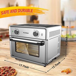 Smart Air Fryer Oven, 1800 W Stainless Steel 26.4 QT Super Big Capacity Toaster Oven with Practical Accessories (Silver - Mechanical Knob)