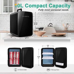 CROWNFUL Air Fryer Toaster Oven & Mini Fridge, 10 Liter/12 Can Portable Cooler and Warmer Personal Fridge for Skin Care, Food, Medications