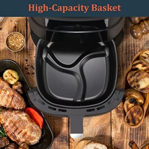Air Fryer, ISACCO Digital Air fryer 5 Quart Smart Hot Oven Cooker 170℉ to 400℉ with Digital Touch Screen, Preheat, Ringing Reminder, , Black, 4.7L