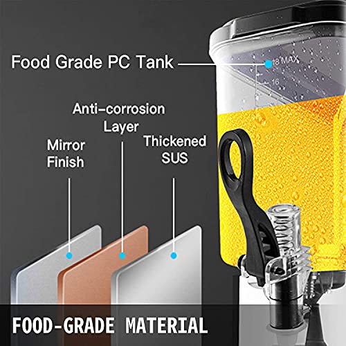 VEVOR Commercial Beverage Dispenser, 36L Fruit Juice Beverage Dispensers Cold and Hot 3 Tanks 12L Per Tank Stainless Steel Ice Tea Drink Dispenser Equipped with Thermostat Controller