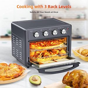 Air Fryer Toaster Oven Combo, 25 QT Air Fryer 7-in-1 Convection Toaster Oven with Air Fryer, Roast, Bake, Broil, Reheat, Large Toaster Oven Air Fryer Combo 5 Accessories Up to 450°F 1700W