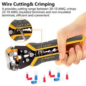 MulWark 3 in 1 Automatic Self Adjusting Wire Stripper/ Cutter/ Crimper, 8 Inch Multi Pliers For Electrical Wire Stripping, Cable Cutting, Crimping Tool from 8 AWG to 30 AWG