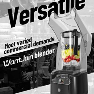 WantJoin Professional Commercial Blender With Shield Quiet Sound Enclosure 2200W Industries Strong and Quiet Professional-Grade Power, Self-Cleaning, Black