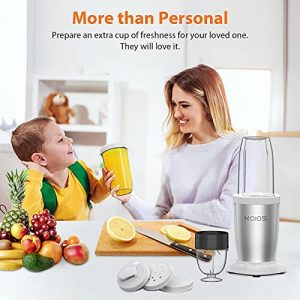 KOIOS PRO 850W Bullet Personal Blender for Shakes and Smoothies, Protein Drinks, 11 Pieces Set Blender for Kitchen with Ultra Smooth 6-Edge Blade, Coffee Grinder for Beans, Nuts, Spices, 2x17 Oz + 10 Oz Large & Small To-Go Cups, 2 Spout Drinking Lids, Portable Travel Mixer, BPA Free (White)