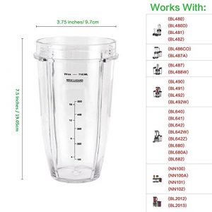 Blendin Replacement Jar with Sip N Seal Lid, Compatible with Nutri Ninja Auto IQ and Duo Blenders (2, 24 Ounce)