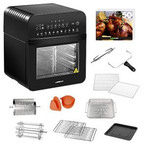 GoWISE USA GW44803 Ultra 12.7-Quart Electric Air Fryer Oven with Rotisserie and Dehydrator + 11 Accessories and 50 Recipes, Black, QT