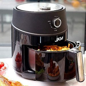 JKM Air Fryer Oven 3.7 Quart, Mechanical Air Fryer Oven , Adjustable Timer & Temp, Oilless Smoke Frying Cooking, Auto Shut Off, 1500W, Black