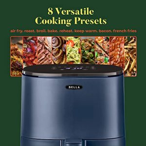 BELLA 2.9QT Touchscreen Air Fryer, No Pre-Heat Needed, No-Oil Frying, Fast Healthy Evenly Cooked Meal Every Time, Dishwasher Safe Non Stick Pan and Crisping Tray for Easy Clean Up, Matte Blue