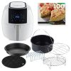 GoWISE USA GWAC22004 5.8-Quarts 8-in-1 Digital Air Fryer with 6-Piece Accessory Kit + 100 Recipes (White), QT