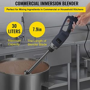 VBENLEM Commercial Immersion Blender 500W Power, Hand Held Mixer with 7.9 Inch 304 Stainless Steel Removable Shaft, Electric Stick Blender Variable Speed 4000-16000RPM