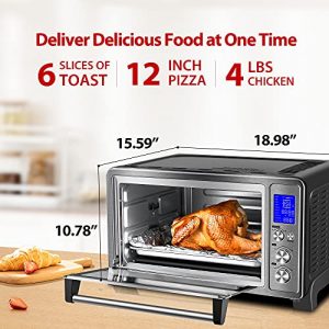 Toshiba AC25CEW-BS Toaster Oven with Convection and Rotisserie, 6-Slice Bread/12-Inch Pizza, Black Stainless Steel