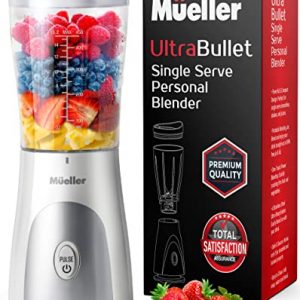 Mueller Ultra Bullet Personal Blender for Shakes and Smoothies with 15 Oz Travel Cup and Lid, Juices, Baby Food, Heavy-Duty Portable Blender, White