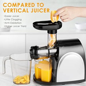 Juicer Machines, Slow Masticating Juicer Easy to Clean, High Juice Yield Cold Press Juicer Extractor with Quiet Motor and Reverse Function, Recipes for Fruits and Vegetables, BPA Free