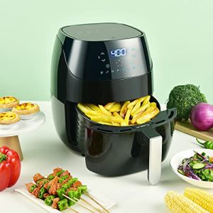 Air Fryer Electric Oven Cooker 5.3 Quart, LCD Digital Touch Screen with 8 Cooking Functions (36 Recipes), Nonstick and Dishwasher-Safe Detachable Basket, ETL/UL Certified, 1500W, Black