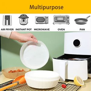 Air Fryer Disposable Paper Liner, Air Fryer Liners, Air Fryer Parchment Paper, Oil-proof, Water-proof, Non-stick Air Fryer Liners, Perfect for oven, microwave and Air Fryer (50Pcs -6.3inch, Natural)