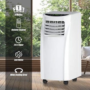 COSTWAY Portable Air Conditioner, 8000 BTU Air Conditioner Unit spaces up to 230 Sq.Ft with Remote Control Dehumidifier Function Window Wall Mount, 4 Caster Wheel, Sleep Mode and 2 Fan Speed