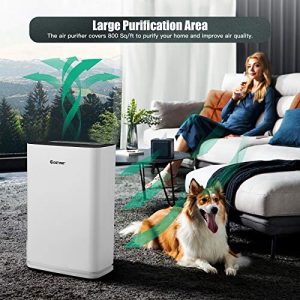 COSTWAY Air Purifier with HEPA Air Filter for Large Room, Spaces Up to 800 Sq Ft with Sleep Mode, Air Quality Indicator, Child Lock, Perfect for Home/Office