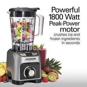 Hamilton Beach Professional Professional 1800W Blender with 64oz BPA Free Jar, LED Timer, 4 Programs & Variable Speed Dial for Puree, Ice Crush, Shakes and Smoothies, Silver (58850)
