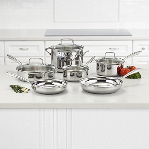 Cuisinart Tri-ply Stainless Steel 10-Piece Classic Cookware Set, PC, Silver