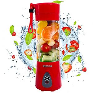 Portable Blender Personal Size Blender USB 4000 mAh Rechargeable with 6 Blades for Shakes and Smoothies, Mini Blender with 380ML Juicer Cup 5 Core PB 01 (Red)