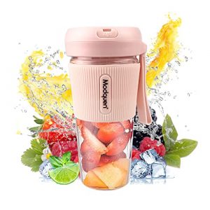 Modquen Personal Blender, 280ml Portable Blender with USB Rechargeable, Mini Blender for Milk Shakes, Travel Juicer Cup (Pink)