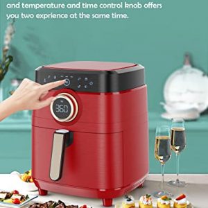 ALLCOOL Air Fryer 5.8 QT Airfryer 1700W 8-in-1 One Touch Digital Air Fryer Cooker with Nonstick Detachable Basket Adjustable Temperature Control Kitchen Gifts Large Air Fryer Red