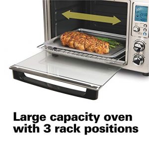 Hamilton Beach 31190C Digital Display Countertop Convection Toaster Oven with Rotisserie, Large 6-Slice, Stainless Steel