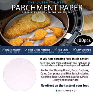 Air Fryer 100 Parchment Paper Liners 7 inch Compatible with Costzon, Chefman, GoWise USA, Black and Decker, BCP, Bella, Hamilton Beach +More + Airfryer Grill Baking & Cooking Mat