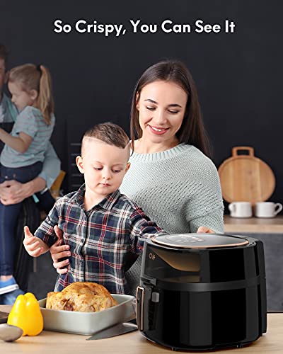 Large Air Fryer 8 Quart with Viewing Window, Big Capacity Family Size Oilless Airfryer Oven with 100 Recipt Digital Recipe Cookbook, Nonstick Basket and Dishwasher Safe