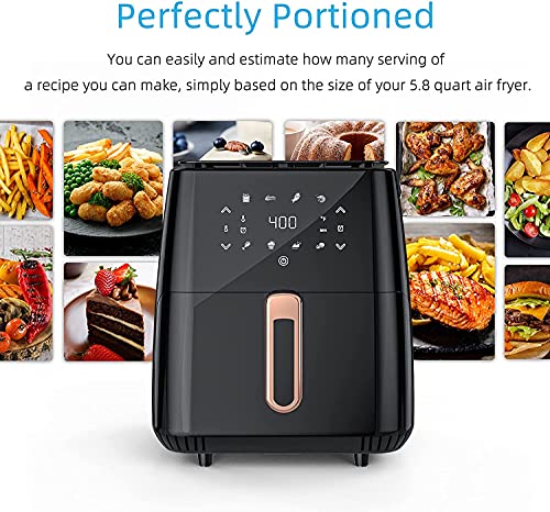 Air Fryer, 7 Quart, 1700-Watt Electric Air Fryers Oven for Roasting/Baking/Grilling, 8 Cooking Presets, LED Digital Touchscreen, BPA-Free, ETL Listed (Black)