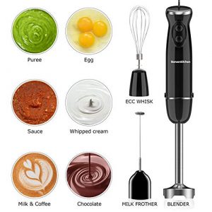 Immersion Hand Blender, 12-Speed and Turbo Mode Hand Mixer, 5-In-1 Stick Blender with Whisk, Egg&Cream Beater, Mearsuring Mug, Milk Frother, Emulsion Handheld Food Mixer For Smoothies, Purée, Sauce