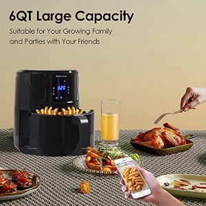 Befrases Air Fryer Oven, 6 Quarts Air Fryer Toaster Oven, Oilless Countertop Oven for Dehydrate, Toast, Bake, Frying, Rotisserie, Pizza Function, Easy to Clean, Black
