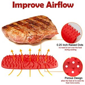 Upgrade Reusable Air Fryer Liners with Raised Silicone | Patented Product | BPA Free Non-Stick Silicone Air Fryer Mats | Air Fryer Silicone Tray Accessories | 2 Size Options – 9 Inch Square