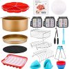 Air Fryer Accessories 18 PCS with Recipe Cookbook Liners for GoWISE Ninja COSORI Cozyna Philips 5.3, 5.5, 5.8, 6 Qt Dishwasher Safe BPA Free, Matte Gold