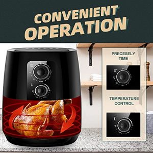 KitCook Air Fryer Oven, 4.2 Quart Healthy Oil-Free Air Fryer, Electric Vegetable Air Fryer Easy Operation with Simple Knob Controls for Frying, Roasting, Grilling, Baking, Tray & Food Tong Included