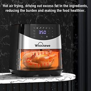 Whousewe Air Fryer, Large XL 5.8 QT Electric Hot Oven Oilless Cooker LED Touch Screen with 8 Preset Menus and 32 Recipes for Roast, Dehydrate & Bake, Auto Shutoff, Black