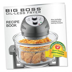 Big Boss Air Fryer, Super Sized 16 Quart Large Air Fryer Oven Glass Air Fryer, Infrared Convection Healthy Meal Electric Cooker with Timer, Dishwasher Safe, Plus 50+ Recipe Book