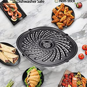 Air Fryer Crisper Plate For Power XL Gowise 7QT Air Fryers,Nonstick Coating Grill Pan,Air Fryer Replacement Parts,Air Fryer Rack with Rubber Bumpers,Dishwasher Safe
