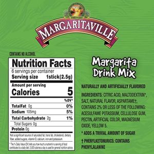Margaritaville Singles to Go Water Drink Mix - Margarita Flavored, Non-Alcoholic Powder Sticks (12 Boxes with 6 Packets Each - 72 Total Servings), 0.65 Ounce (Pack of 12)