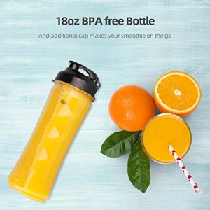 La Reveuse Smoothies Blender 300 Watt with 18 oz BPA Free Portable Travel Sports Bottle (Black)